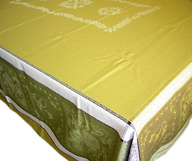 French Jacquard tablecloth, Teflon (Monogramme. green) - Click Image to Close
